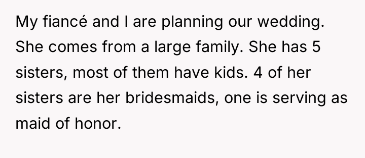 My fiancé and I are planning our wedding. She comes...
