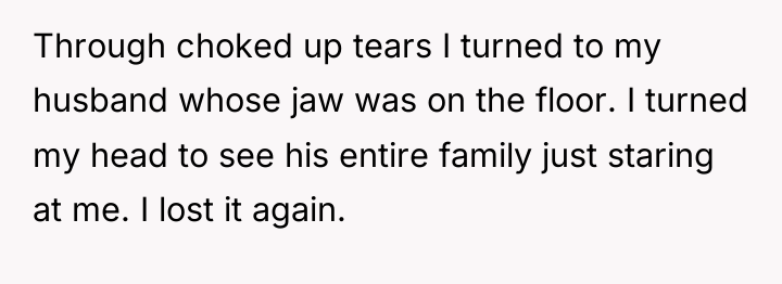 Through choked up tears I turned to my husband whose...