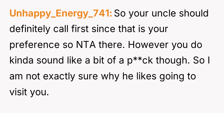Unhappy_Energy_741 So your uncle should definitely call first since that...