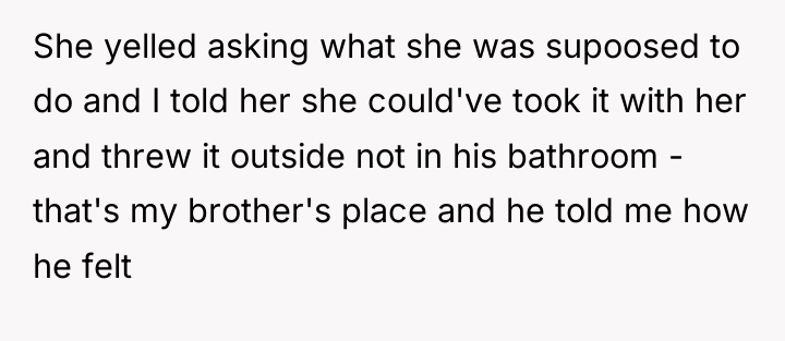 She yelled asking what she was supoosed to do and...