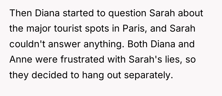 Then Diana started to question Sarah about the major tourist...