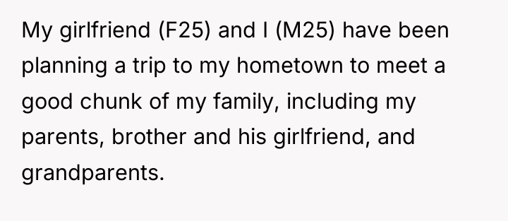 My girlfriend (F25) and I (M25) have been planning a...