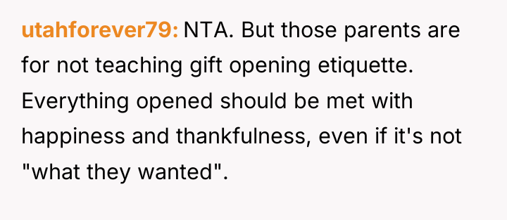 utahforever79 NTA. But those parents are for not teaching gift...