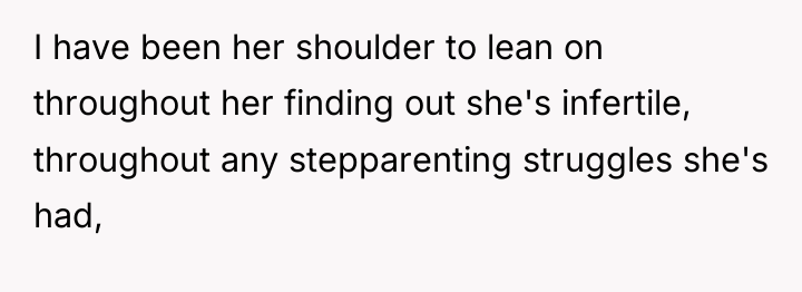 I have been her shoulder to lean on throughout her...
