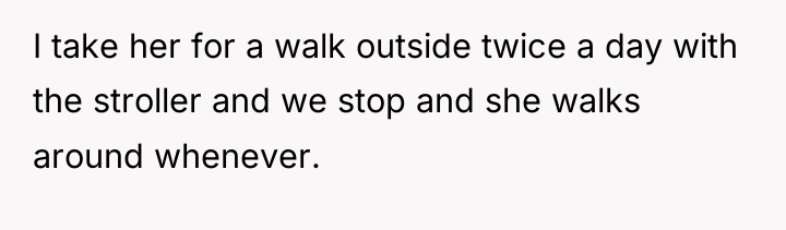 I take her for a walk outside twice a day...