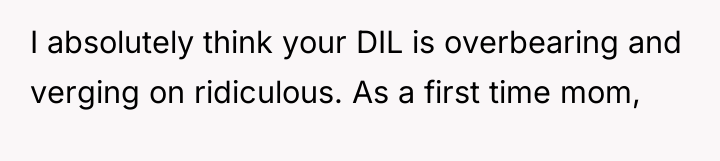 I absolutely think your DIL is overbearing and verging on...