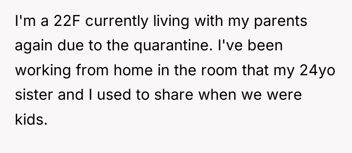 I'm a 22F currently living with my parents again due...