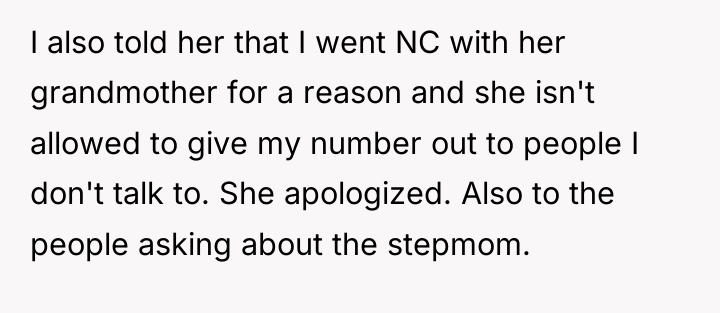 I also told her that I went NC with her...