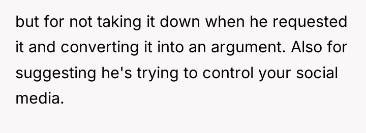 but for not taking it down when he requested it...