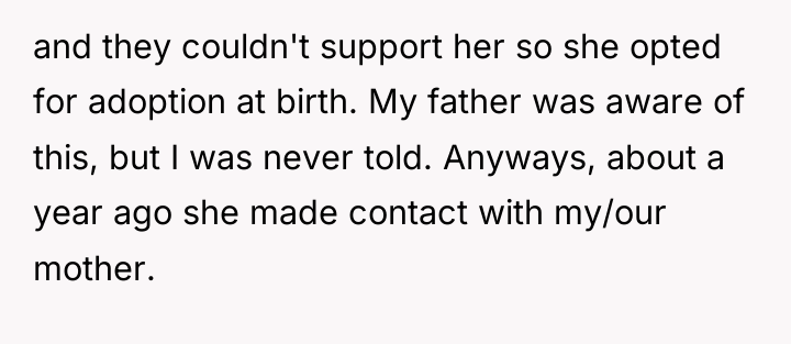 and they couldn't support her so she opted for adoption...