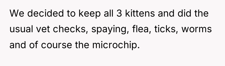 We decided to keep all 3 kittens and did the...