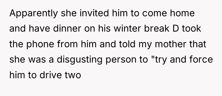 Apparently she invited him to come home and have dinner...