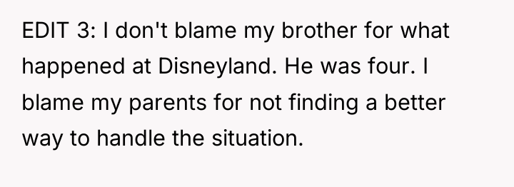 EDIT 3: I don't blame my brother for what happened...