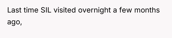 Last time SIL visited overnight a few months ago,
