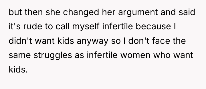but then she changed her argument and said it's rude...