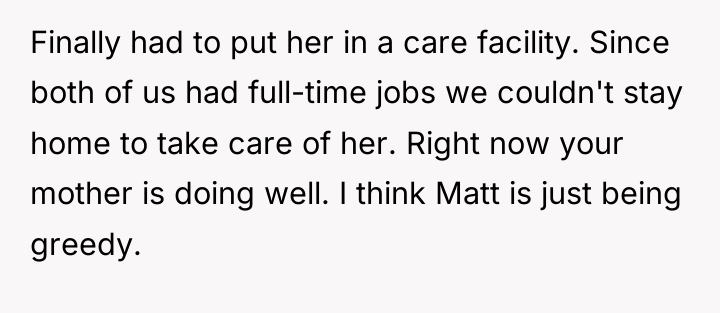 Finally had to put her in a care facility. Since...