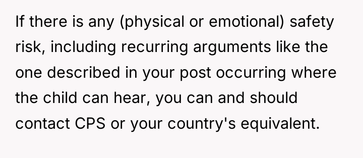 If there is any (physical or emotional) safety risk, including...