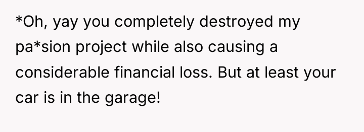 *Oh, yay you completely destroyed my pa*sion project while also...