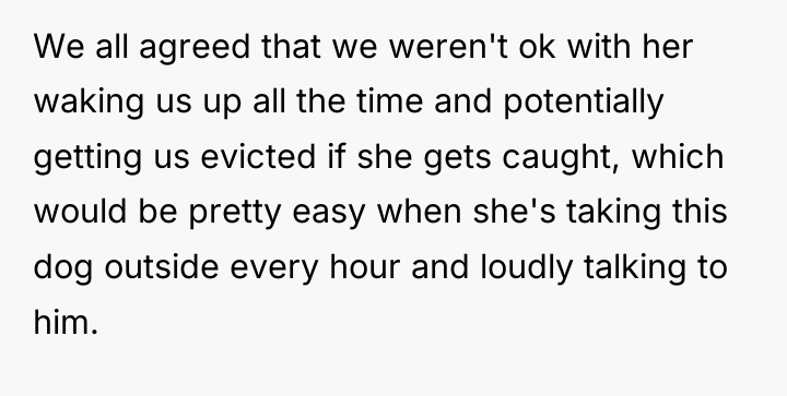 We all agreed that we weren't ok with her waking...