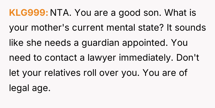 KLG999 NTA. You are a good son. What is your...