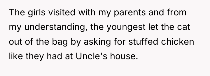 The girls visited with my parents and from my understanding,...
