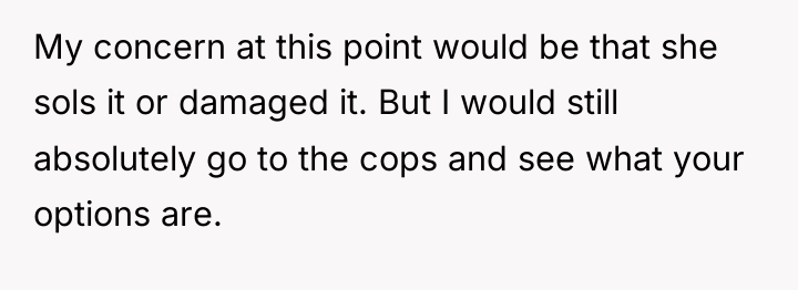 My concern at this point would be that she sols...