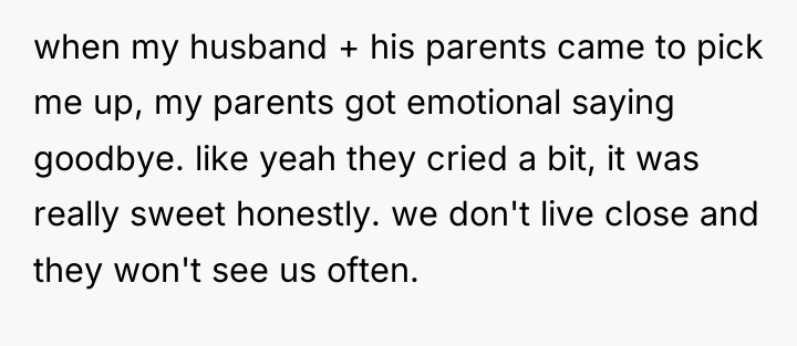 when my husband + his parents came to pick me...