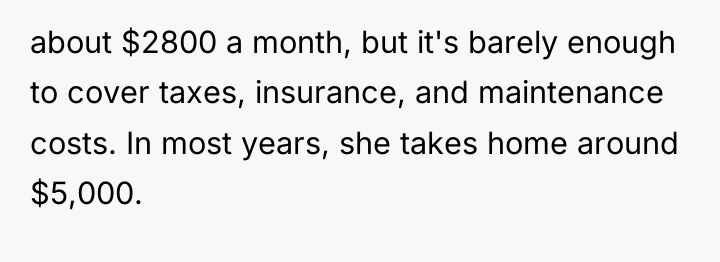 about $2800 a month, but it's barely enough to cover...
