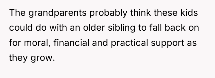 The grandparents probably think these kids could do with an...