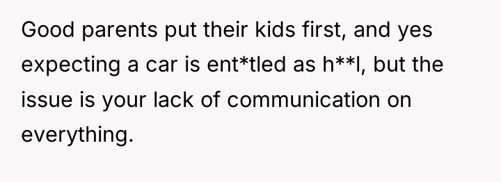 Good parents put their kids first, and yes expecting a...