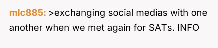 mlc885 >exchanging social medias with one another when we met...