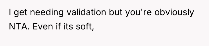 I get needing validation but you're obviously NTA. Even if...