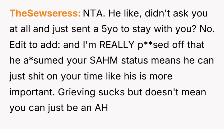 TheSewseress NTA. He like, didn't ask you at all and...