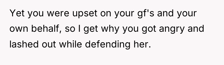 Yet you were upset on your gf's and your own...