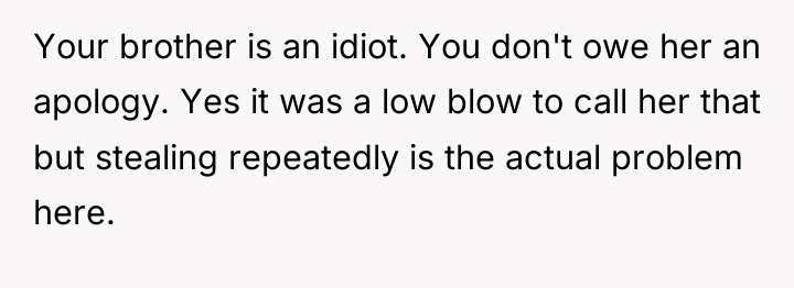 Your brother is an idiot. You don't owe her an...