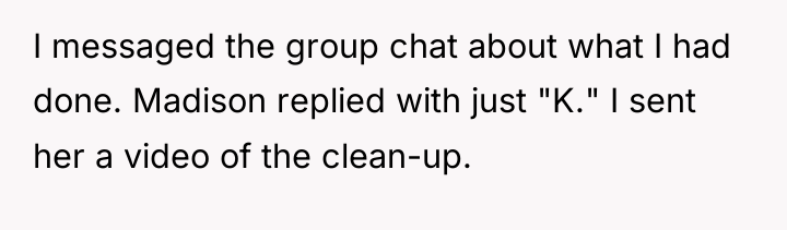 I messaged the group chat about what I had done....