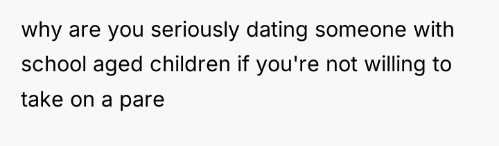 why are you seriously dating someone with school aged children...