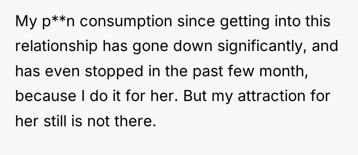 My p**n consumption since getting into this relationship has gone...