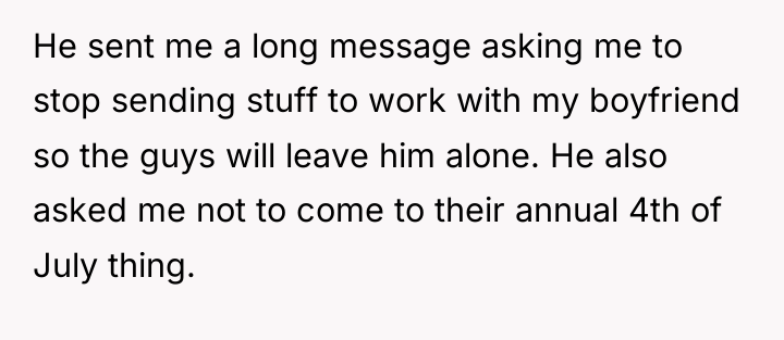 He sent me a long message asking me to stop...