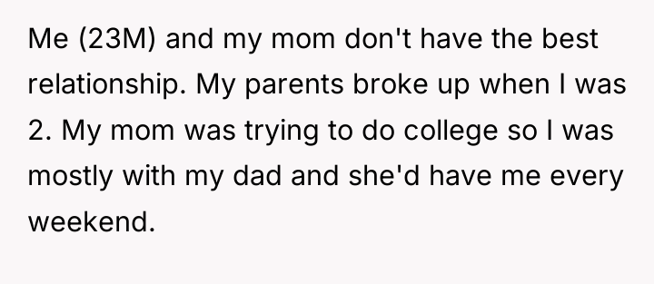 Me (23M) and my mom don't have the best relationship....