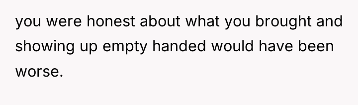 you were honest about what you brought and showing up...