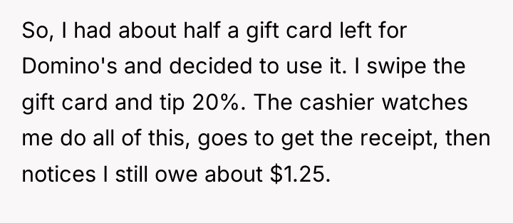 So, I had about half a gift card left for...