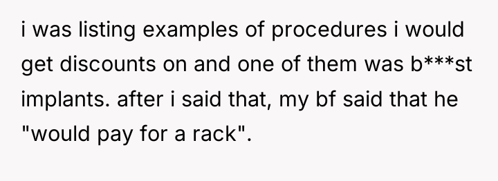i was listing examples of procedures i would get discounts...
