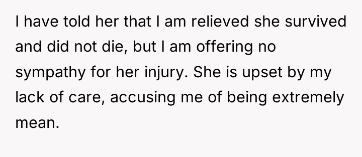 I have told her that I am relieved she survived...