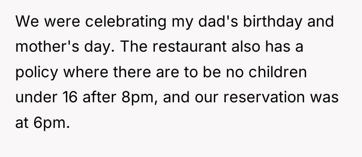 We were celebrating my dad's birthday and mother's day. The...