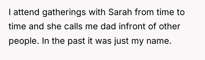 I attend gatherings with Sarah from time to time and...