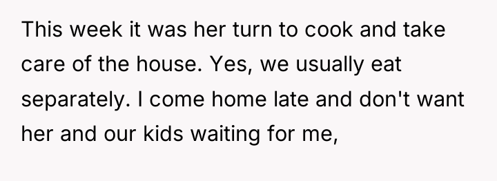 This week it was her turn to cook and take...