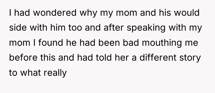 I had wondered why my mom and his would side...