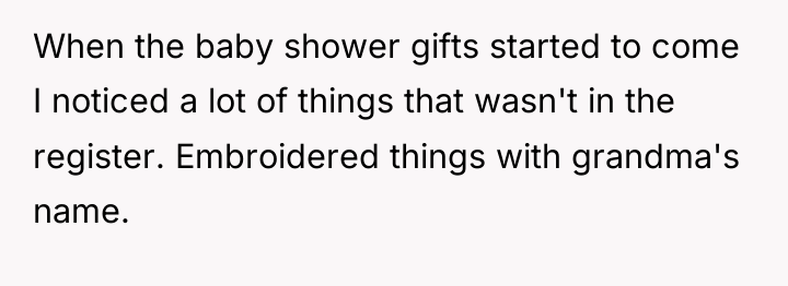 When the baby shower gifts started to come I noticed...