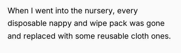 When I went into the nursery, every disposable nappy and...